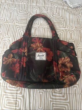 Herschel Supply Company  Strand Floral Tote Bag in Black with Red & Brown Bloom